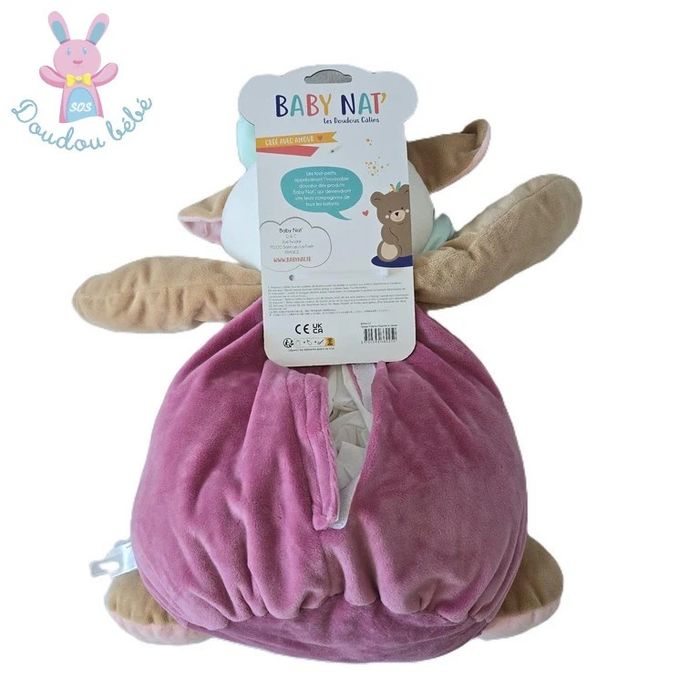 Doudou Pistache la Vache range pyjama rose blanc beige Baby Nat - photo numéro 2