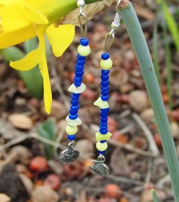 Boucles d'oreilles 🐟 poisson avec calcite jaune