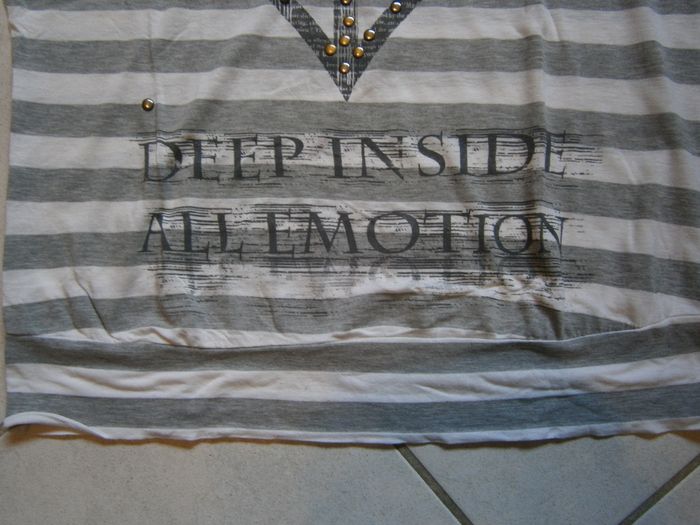 Tee-shirt MC rayé blanc/gris PROMOD Taille L - photo numéro 6