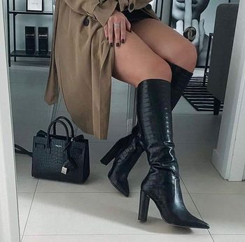 Bottes en cuire exotique noires Tony Bianco