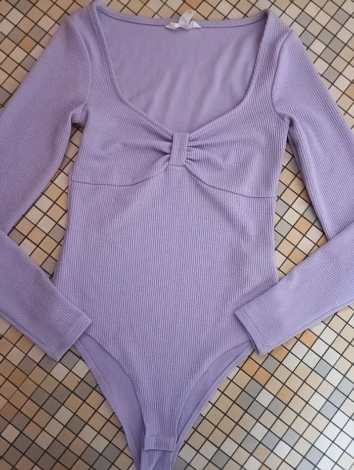 Body femme en jersey côtelé violet clair taille S H&M - photo numéro 2