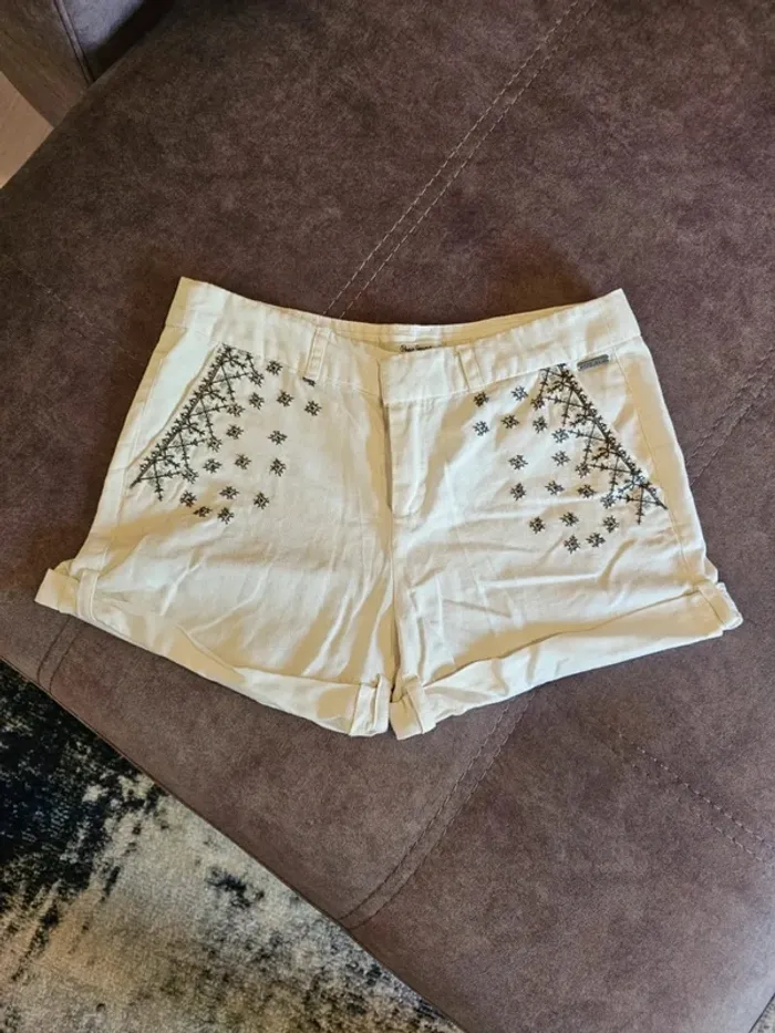 Short Blanc Pepe Jeans Détails Broderie - Taille S (36) - Été Bohème Chic