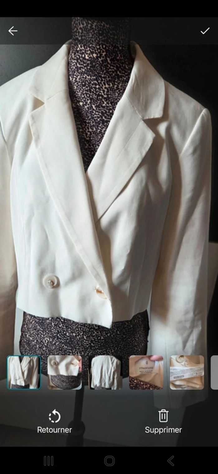 Veste Blazer Blanc de chez Stradivarius en taille S - photo numéro 7