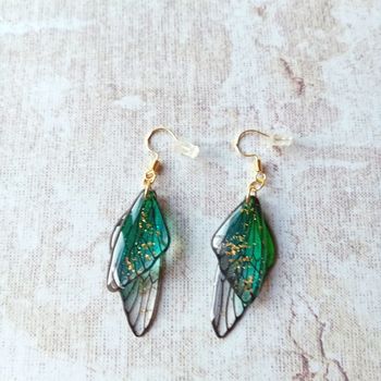 boucles d oreilles résine inclusions dorées