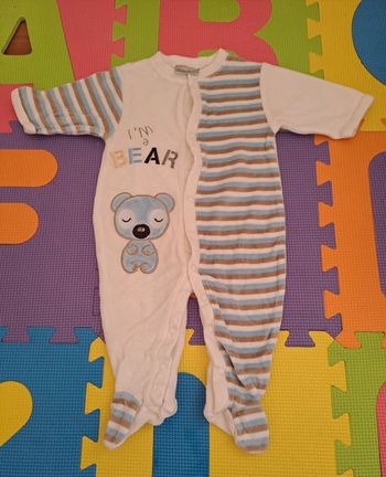 Pyjama grenouillère 1 pièce blanc ours, kiabi, taille 3 mois (60 cm)