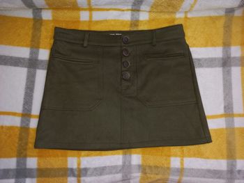 Jupe trapèze kaki peau de pêche neuve taille M