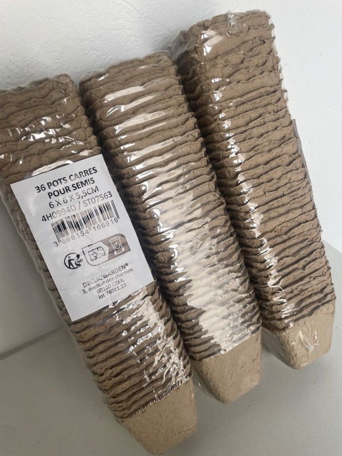 3 paquets de 36 pots de semi