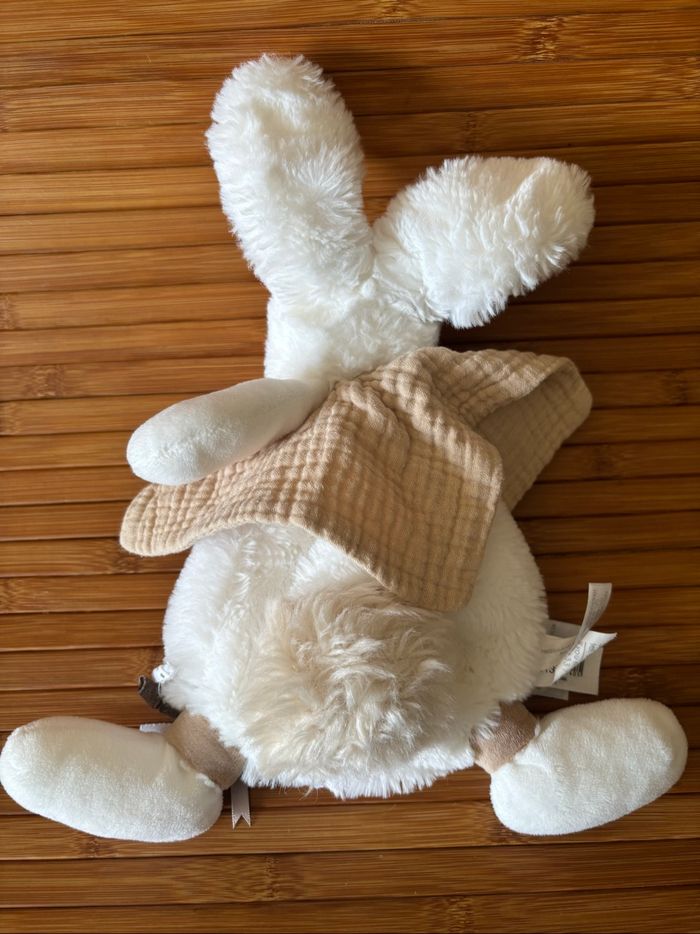 Doudou plat lapin blanc beige happy doudou doudou et compagnie - photo numéro 4