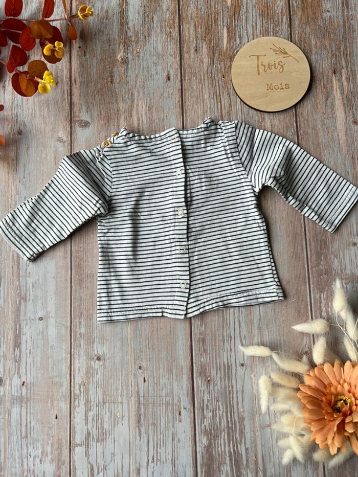 T-shirt marinière 3 mois - photo numéro 4