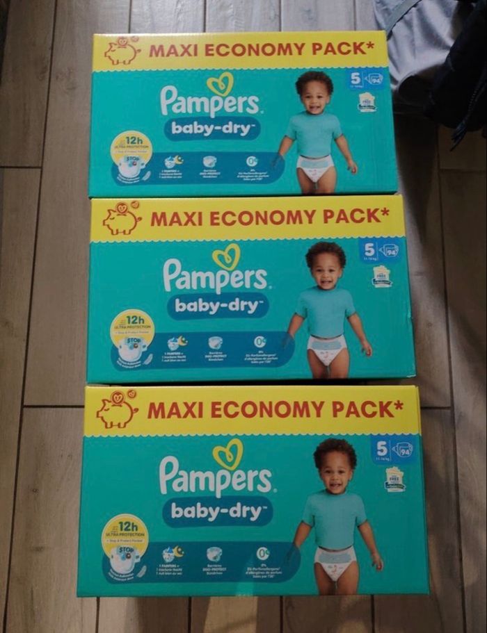 3 cartons couche Pampers taille 5