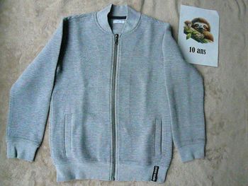 Gilet zippé gris 10 ans