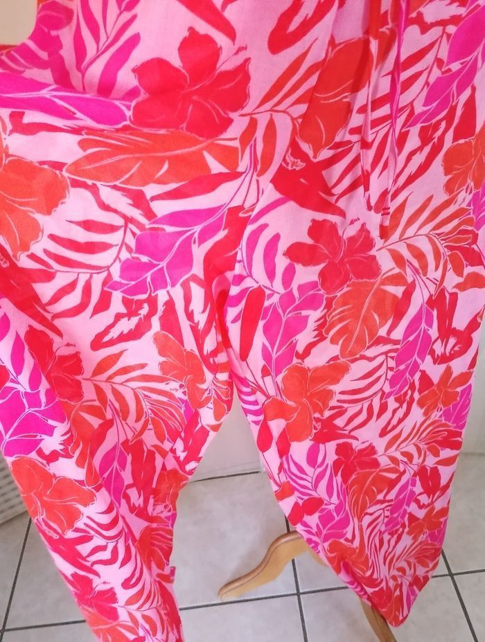 Pantalon été léger rose et orangé. Plage décontracté. T. XL - photo numéro 1
