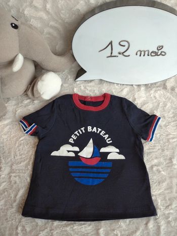 Tee shirt chemise manches courtes Garçon 12 mois Petit bateau 100% coton