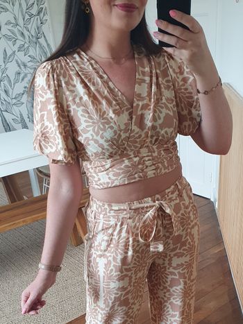 Crop top fluide Maldives beige/camel Taille M