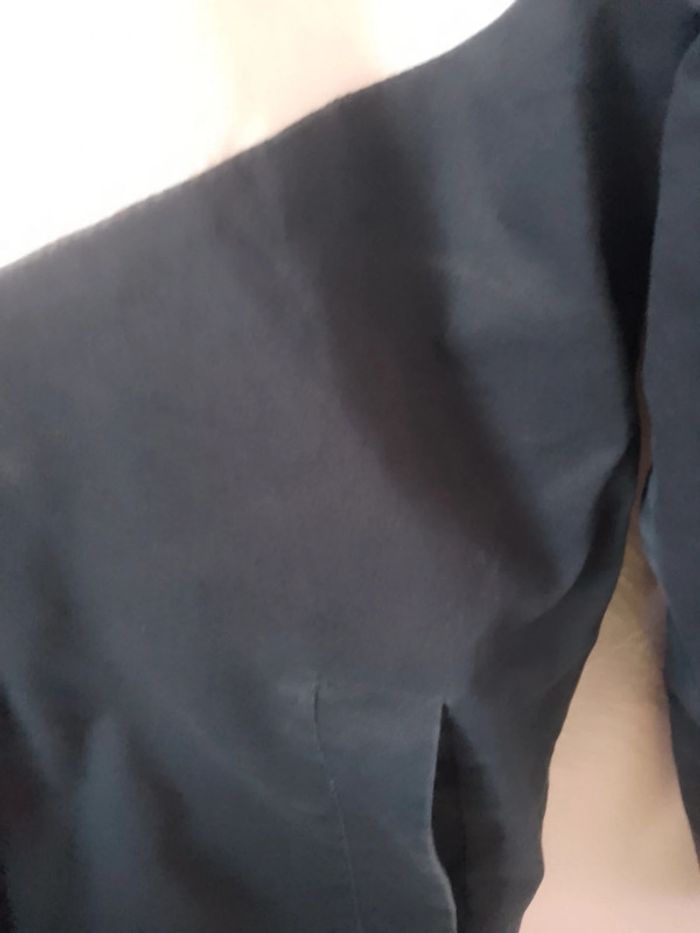 Manteau fourré d'hiver avec bandes marron, blanche, bleu marine foncé à capuche" Bizzbee" taille XS - photo numéro 8