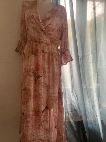 Robe longue It hippie taille L doublée manches 3/4