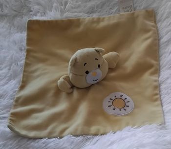 Doudou bisounours carré plat jaune - soleil - care bears