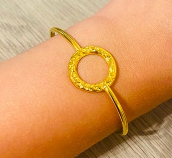 Bracelet épais jonc doré cercle martelée acier inoxydable