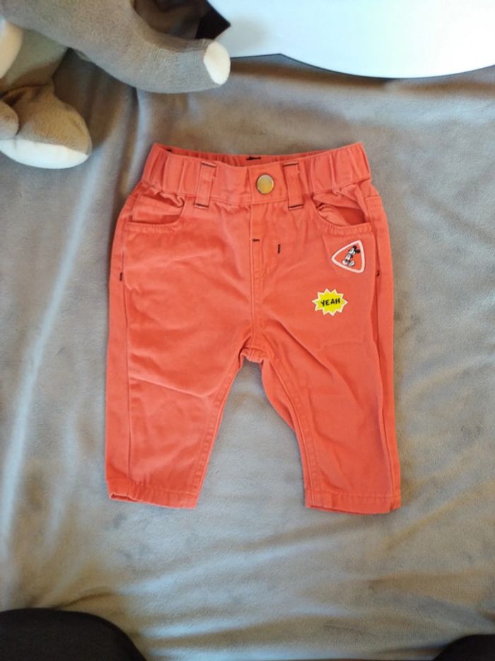 Pantalon style jeans orange Mickey Disney Baby 100% coton - photo numéro 2