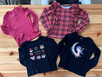 lot 4 t-shirts manches longues Sergent major Kiabi 6 ans carreaux volants lune Noël