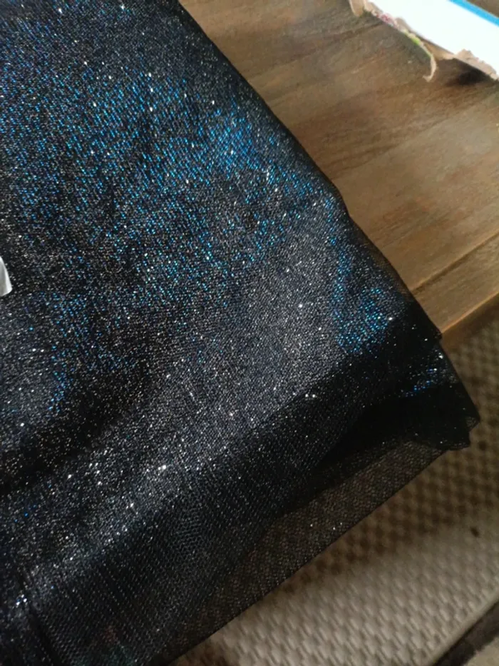 Jupe longue paillettes noir reflet bleu - photo numéro 6