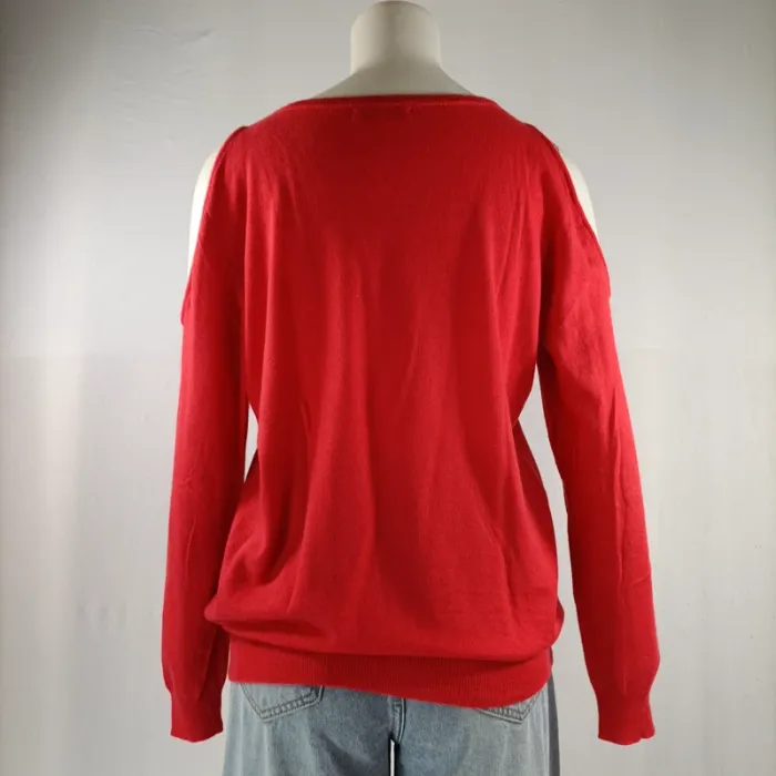 Pull très fin rouge Les Petites Paris col bateau manches longues doux et fluide taille S A1202 - photo numéro 4