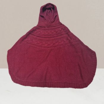 Magnifique poncho en laine Taille 12 ans bordeaux