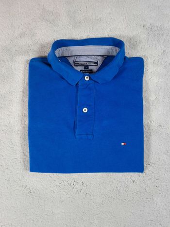 Polo Tommy Hilfiger manche courte - Bleu logo brodé - Taille L Hommes - 100% Coton