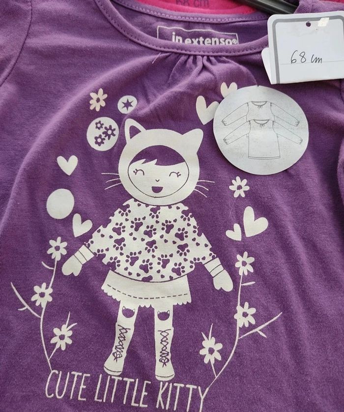 Lot de 2 Tee-shirt manches longues 6 mois NEUF - photo numéro 2