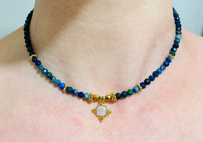 Collier Chrysocolle et Pierre de Lune - photo numéro 9