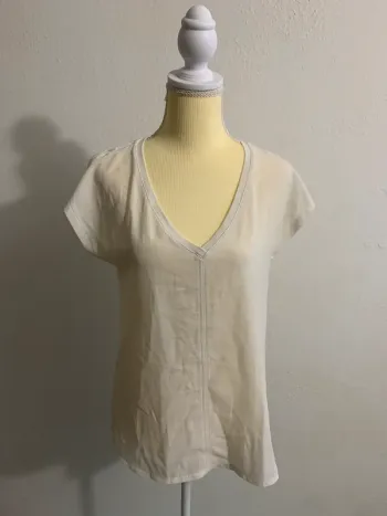 Top blanc crème basique – Taille S