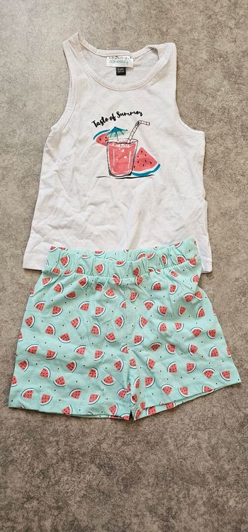 Ensemble été fille (débardeur + short pastèque) – Neuf – 5 ans