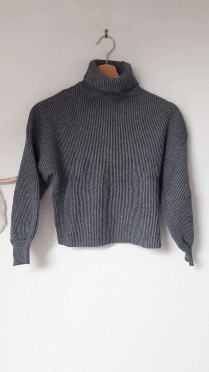 🖤 Pull manches boufantes crop top gris Jennyfer Taille XS