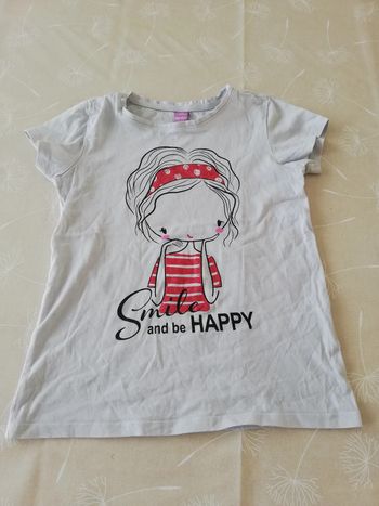 Tee shirt blanc manches courtes dopodopo 7/8 ans