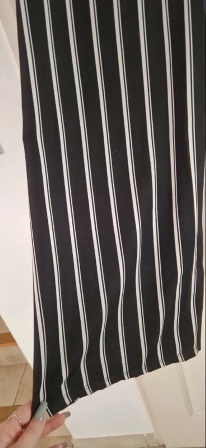 Pantalon fluide léger noir rayures blanches - photo numéro 4