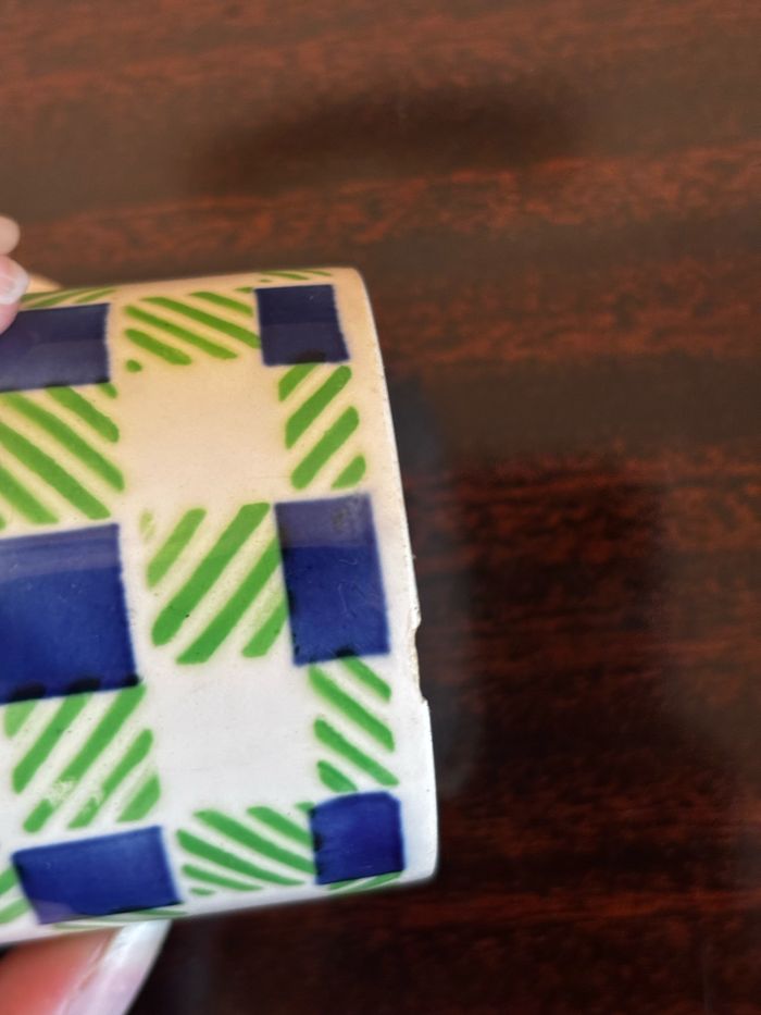 Ensemble de 6 tasses et soucoupes Digoin Sarreguemines Plaid - photo numéro 9