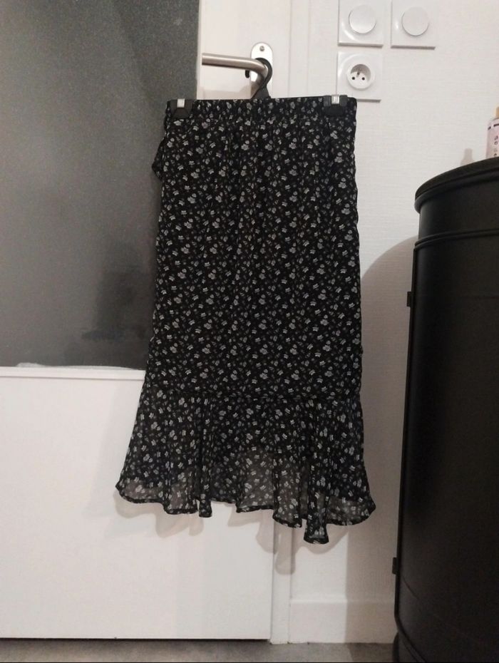 Jupe longue fleurie noir et blanc - photo numéro 4
