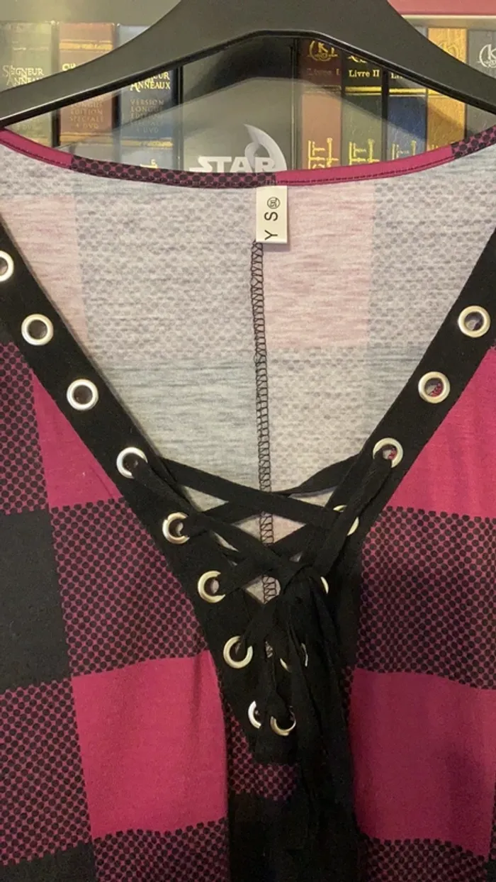 robe tunique mauve noir taille 50 - photo numéro 3