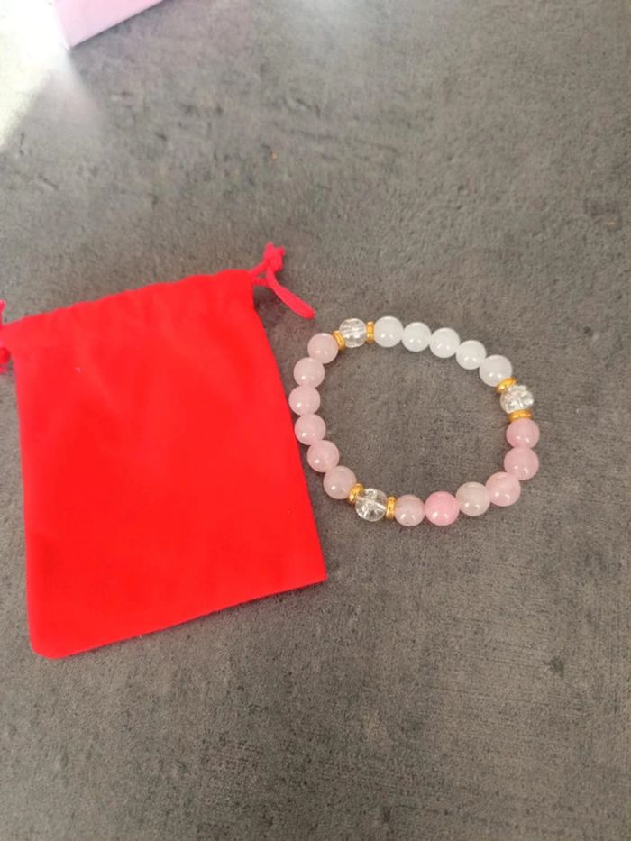 Bracelet perles rose blanche et transparente - photo numéro 3