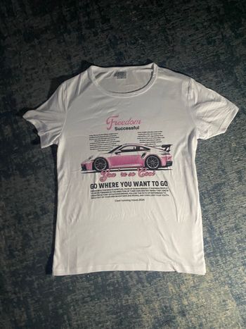 T-shirt voiture de luxe y2k / tendance / blanc / rose / noir / neuf avec étiquette / S