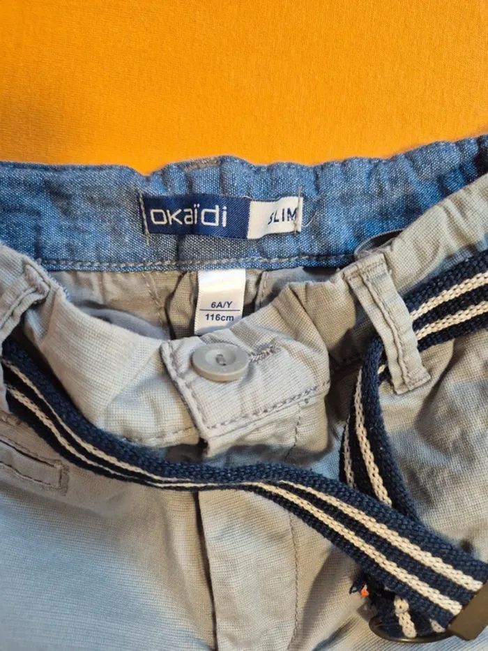 Short slim en toile gris Okaidi slim 6 ans - photo numéro 4