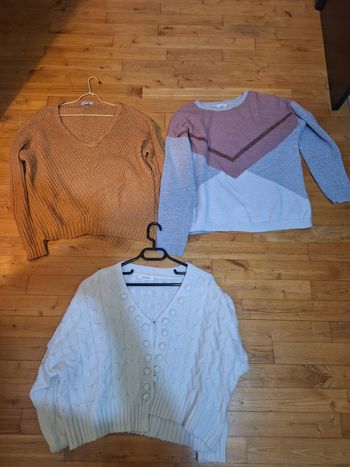 Lot de 2 pulls et 1 cardigan femme taille L