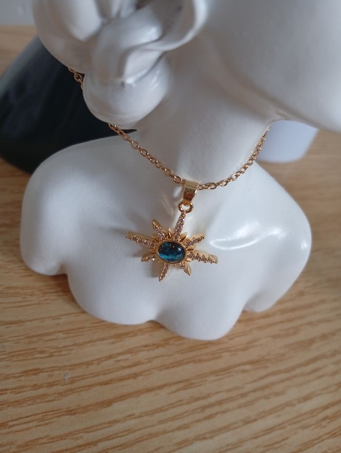 Collier couleur or acier inoxydable soleil bohème chic femme hippie Nature - photo numéro 3