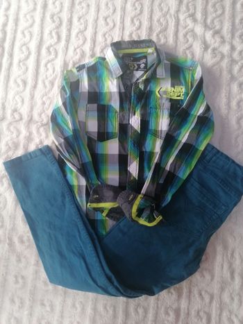 Ensemble chemise manches longues pantalon slim stretch garçon 12 ans