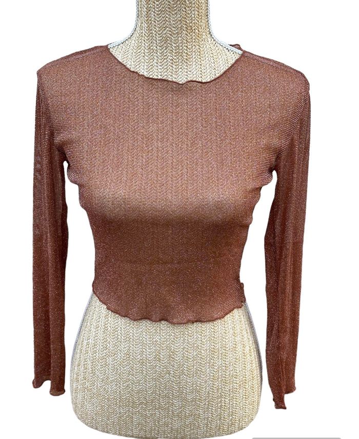 Haut en Maille Pailletée Marron Momokrom Taille XS Neuf et Authentique - photo numéro 1