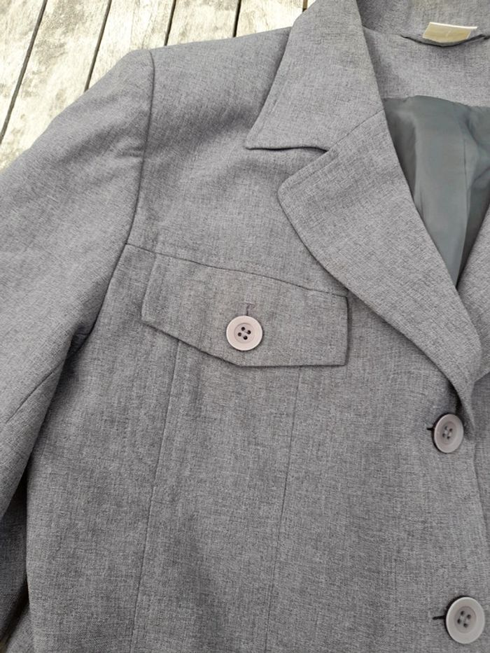 Veste tailleur polyester gris T42 - photo numéro 4