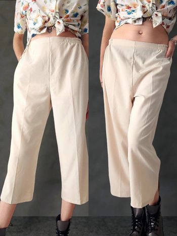 Pantalon tailleur ivoire fendu vintage 🇨🇵 36/S à 40/L
