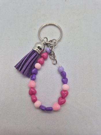 Porte clé cœurs rose violet