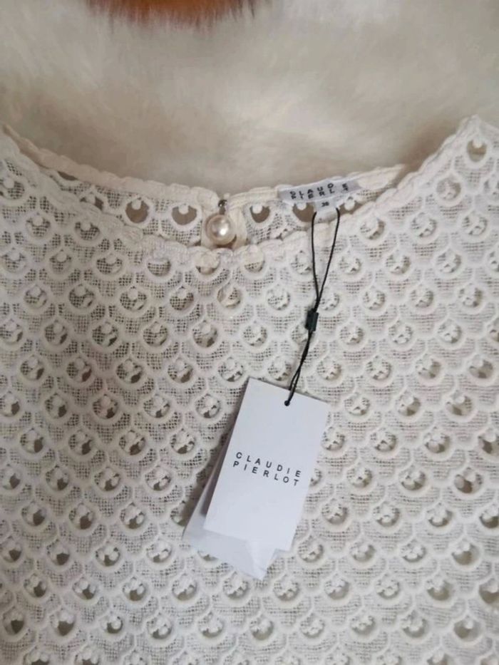 😍 Magnifique T-shirt ajourée en dentelle Blanche | Claudie Pierlot | Taille 38 😍 - photo numéro 7