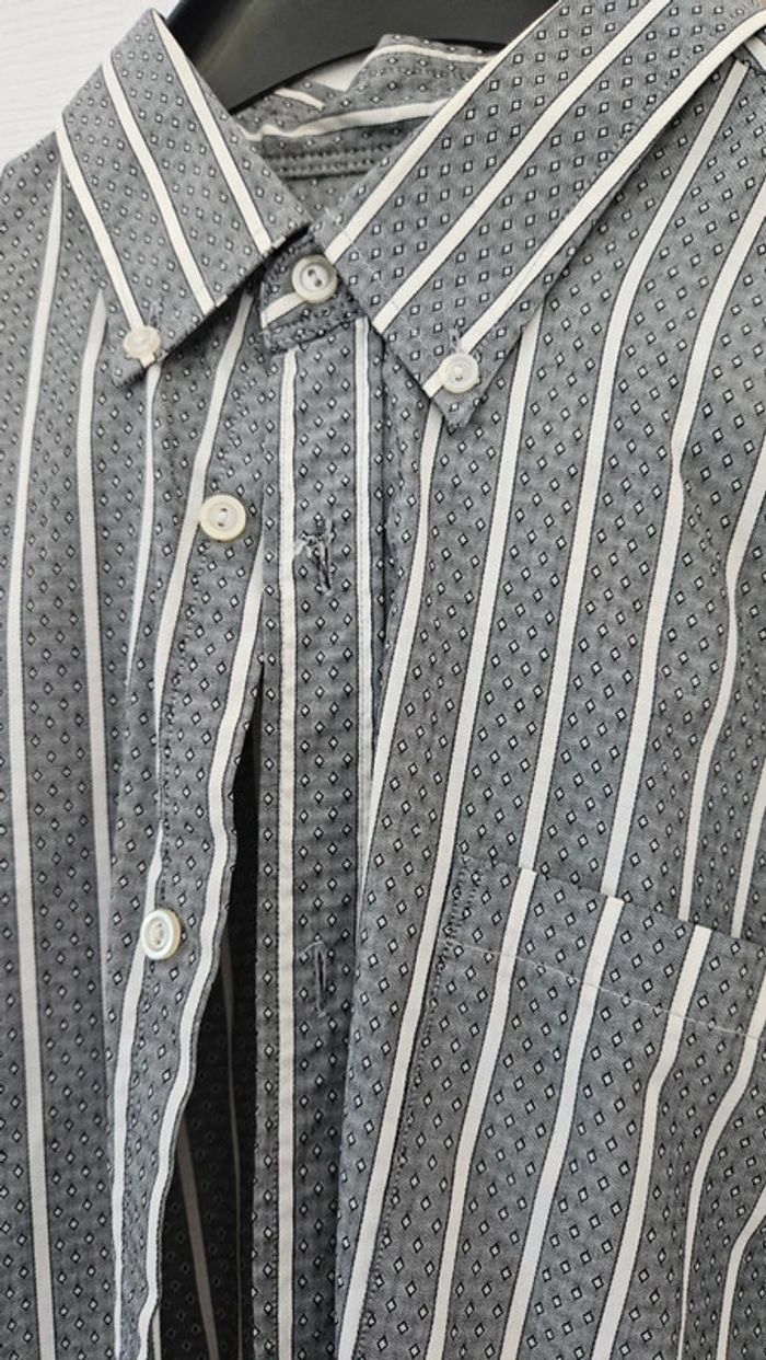 Chemise à manches longues pour homme grise à dessin blanc, Tacot Bleu, XL - photo numéro 3